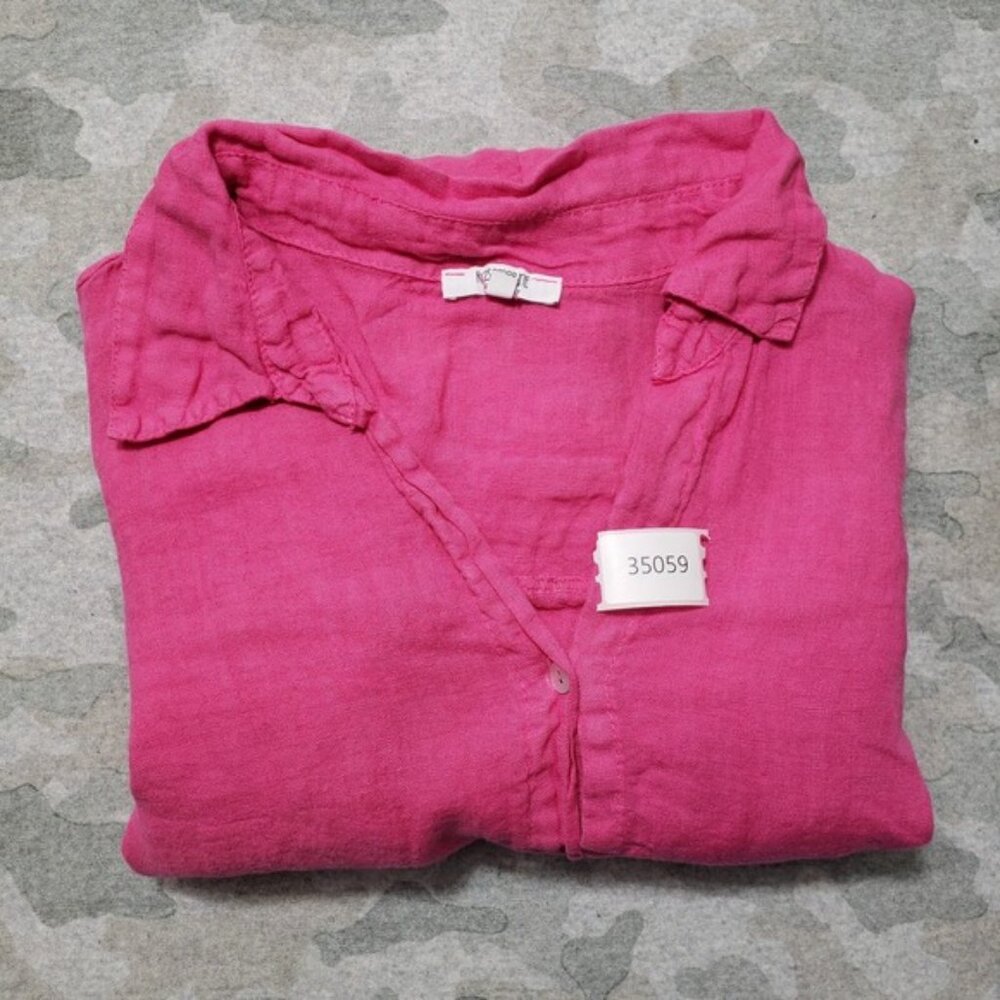 Rosemarine Top Womens Large Pink Linen Long Sleeve Button-Up - Picture 10 of 10
